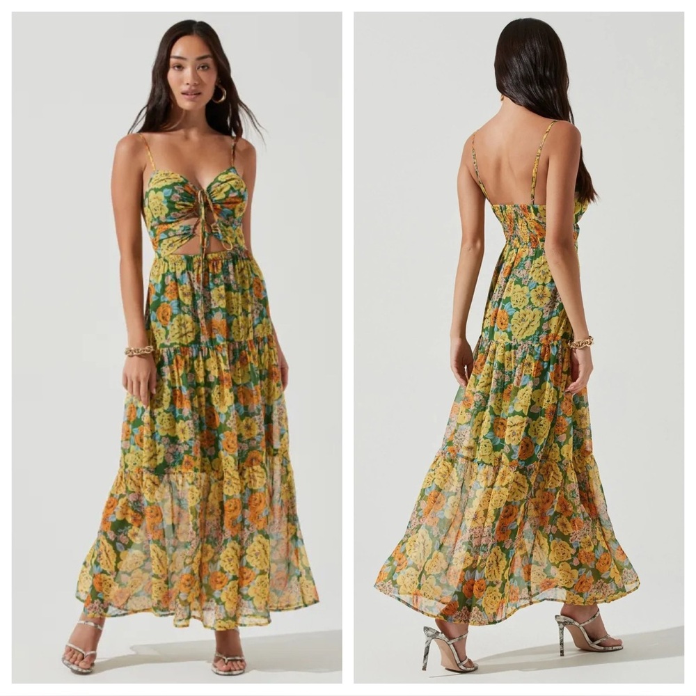 ASTR the Label Brandy Floral Print Cutout Maxi Dress